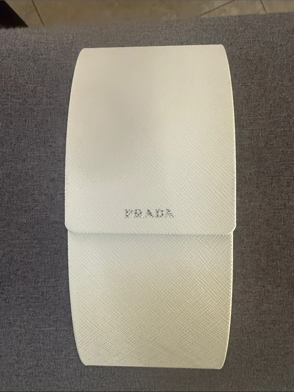 Prada Men’s White Saffiano Leather Flip Phone Case